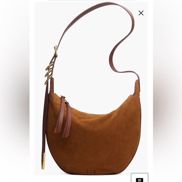 rag & bone Handbags - rag & bone Brown Suede Crescent Hobo with Dark Brown Leather Strap